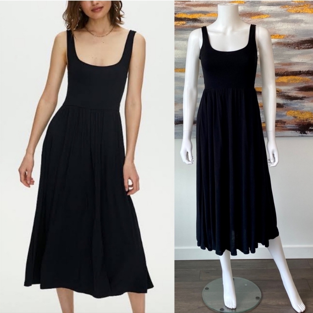 Wilfred Black Fit and Flat Midi Dress